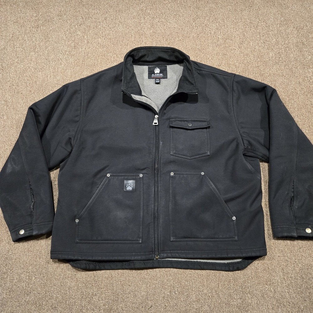Duluth Trading Co Alaskan Hardgear Jacket Men's 2XL Black‎ Sherpa Lined Full Zip